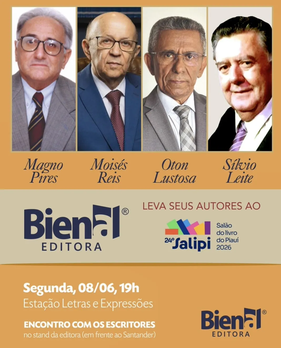 Foto de Magno Pires, Moisés Reis, Oton Lustosa e Sílvio Leite